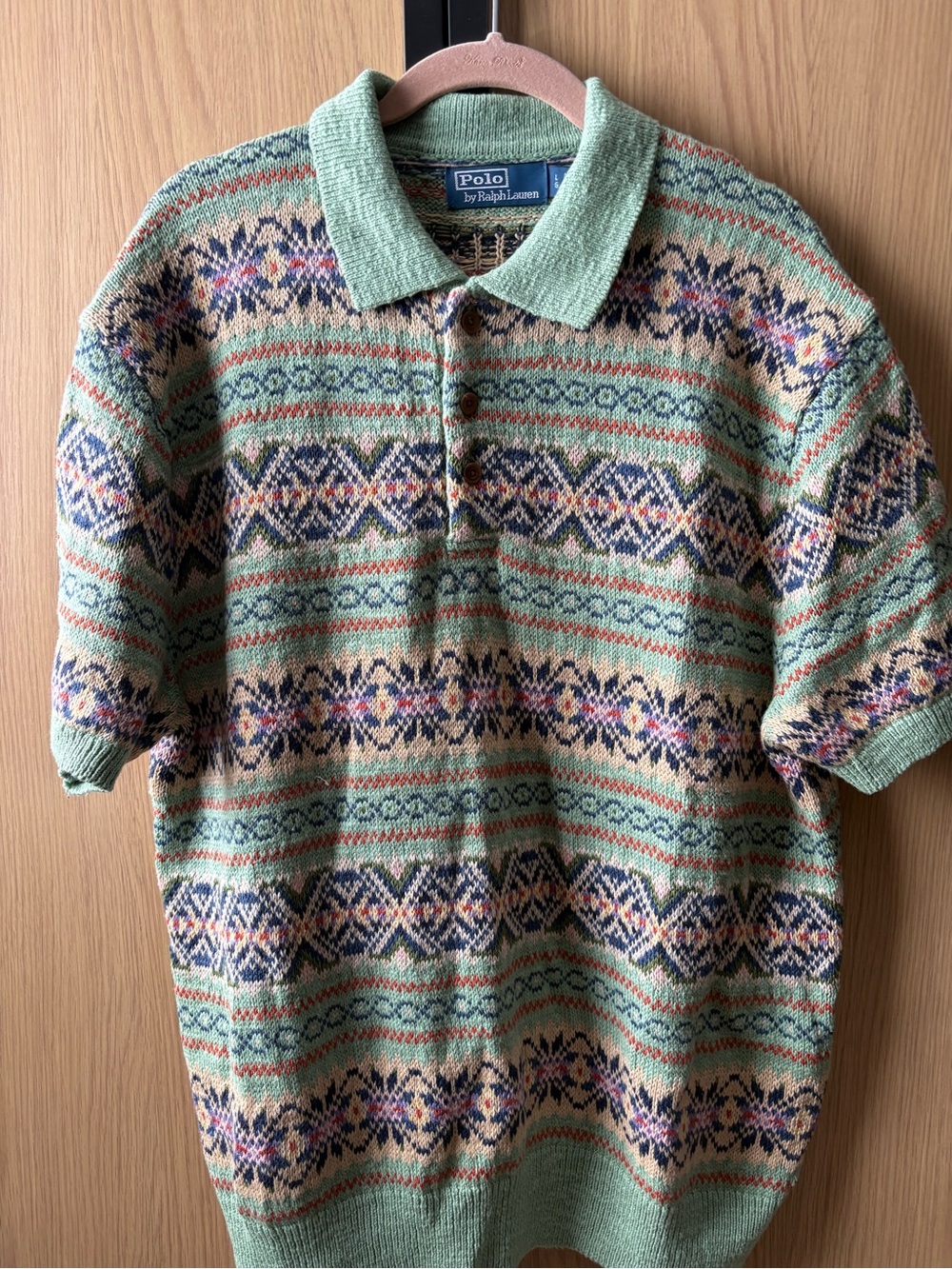 Ralph Lauren Sage Green Fair Isle Short-Sleeve Polo